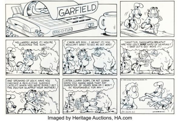 Jim Davis Garfield Sunday Comic Strip Original Art dated 5-2-93 (United Feature Syndicate, 1993). | Heritage
