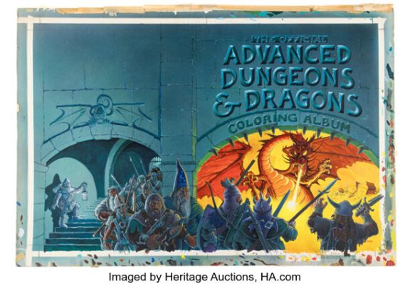 Greg Irons The Official Advanced Dungeons & Dragons Coloring Album Wraparound Cover Painting Original Art (TSR Hobbies/Troubador Press, 1979). | Heritage