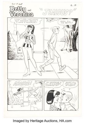 Dan DeCarlo and Rudy Lapick Archie’s Girls Betty and Veronica #128 "Jealous?" Complete 5-Page Story Original Art (Archie, 1966). (Total: 5 Original Art) | Heritage