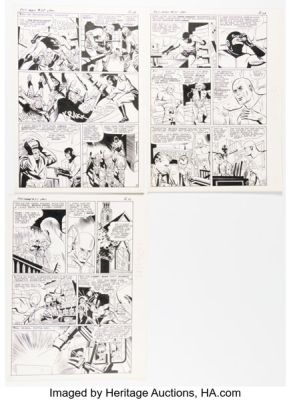 Paul Reinman Fly Man #35 Black Hood Story Pages 2-4 Original Art (Archie, 1966). (Total: 3 Original Art) | Heritage