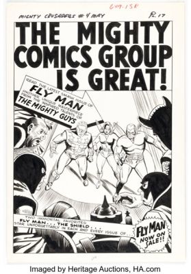 Paul Reinman The Mighty Crusaders #4 House Ad Original Art (Archie, 1966). | Heritage