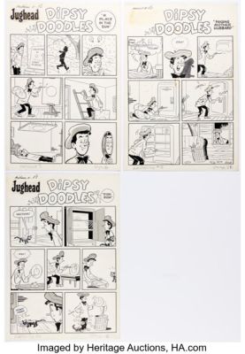 Dan DeCarlo Archie’s Madhouse Jughead’s Dipsy Doodles Complete 1-Page Stories Original Art Group of 3 (Archie, 1960). (Total: 3 Original Art) | Heritage