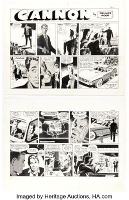 Wally Wood Cannon #C-51 Sunday Comic Strip Original Art (Wood and Richter, 1972). (Total: 2 Original Art) | Heritage