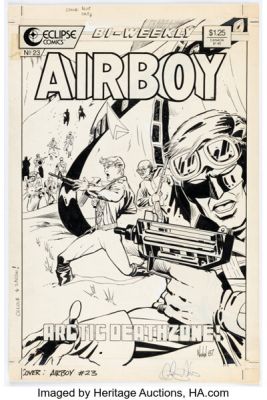 Graham Nolan Airboy #23 Cover Illustration Original Art (Eclipse, 1987).