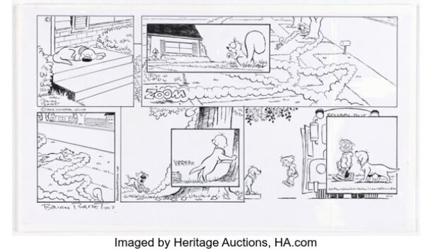 Brian Basset Red and Rover Sketch, Daily Comic Strip and Color Guide Original Art dated 10-14-2013 (Washington Post Writers Group, 2013). | Heritage