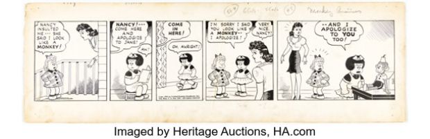 Ernie Bushmiller Nancy Daily Comic Strip Original Art dated 10-13-41 (United Feature Syndicate, 1941). | Heritage