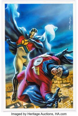 Felipe Massafera Captain Midnight #4 Skyman Cover Painting Original Art (Dark Horse, 2013). | Heritage