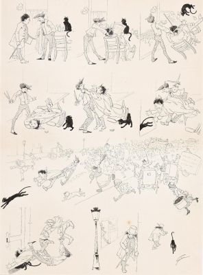 Lot 189 - Theophile-Alexandre Steinlen, (1859-1923), L‘epouvantable sinistre du Quartier Latin / The terrible disaster in the…