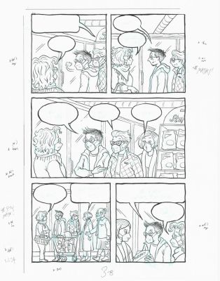 Alison Bechdel | Spent - Pg.58 (masks different in book) | Athenaeum Comic Art