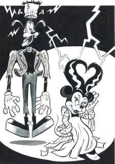 Minnie & Goofy inspired by The Bride of Frankenstein - Large Painting - 70 x 50 cm- Tony Fernandez Signed - Acrylic Art | Catawiki