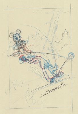 Mickey Mouse and Pluto – Swinging from a Tree Sketch | Corner4art