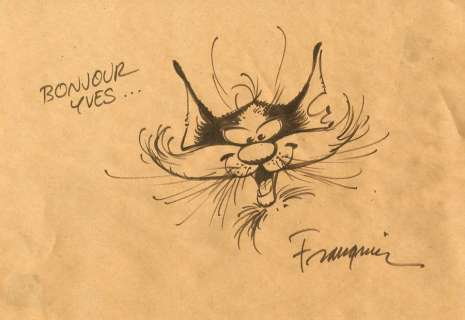 Franquin | Gaston, illustration au feutre sur papier de coule… | Banque Dessinée