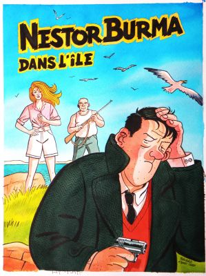 François Ravard | » Nestor Burma dans l’île » ( Projet de Couverture ) – Illustration originale – François Ravard | Zic et Bul