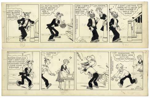 2 Chic Young Hand-Drawn ’’Blondie’’ Comic Strips From 1956 | Nate Sanders