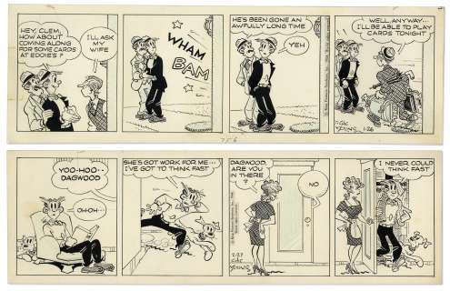 2 Chic Young Hand-Drawn ’’Blondie’’ Comic Strips From 1968 | Nate Sanders