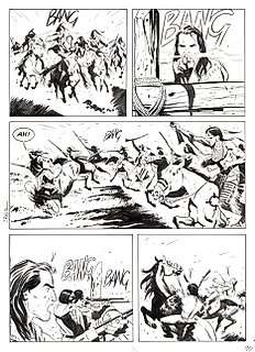 Magico Vento n. 92 - Biglia - 6x Tavole Originali "La carica dei bisonti" - Loose page - (2005)