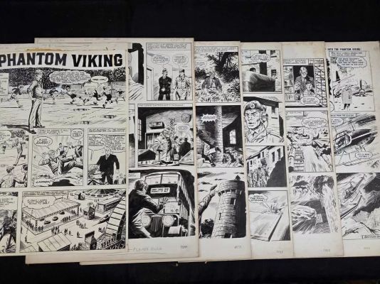 Lot 265 - THE PHANTOM VIKING - 6 pages original of black/white comic art from various issues of ’LION’ | Excalibur Auctions
