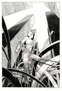 François Schuiten | Les Cités Obscures, dessin original à l’encre de chine réalisé pour la sérigraphie de l’exposition Schuiten “Plakativ” en 1990. | Septimus