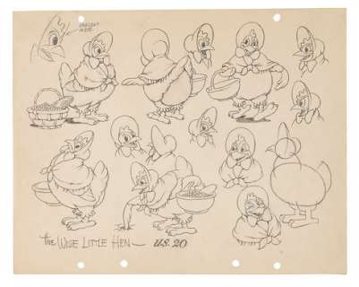SILLY SYMPHONIES - THE WISE LITTLE HEN" ORIGINAL ART MODEL SHEET. | Hake’s