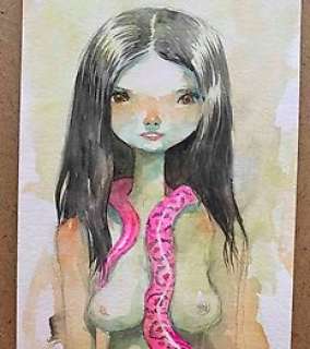 Sandoval, Tony - Tony Sandoval - Dessin original en couleur - The Pink Snake Girl - (2020)