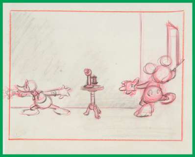 LONESOME GHOSTS STORYBOARD FEATURING MICKEY MOUSE & DONALD DUCK. | Hake’s