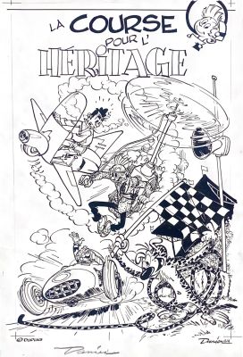 Daan Jippes (Danier) hommage à Spirou affiche design “La course pour l’héritage” | Comic Art Masters