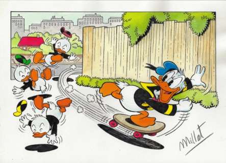 Millet | Huey, Dewey, Louie & Donald Duck - Millet - Original Drawing | Catawiki