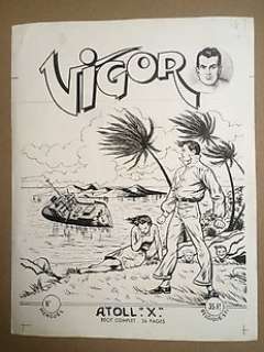 Giordan, Robert & Raoul - Giordan, Robert & Raoul - Dessin original - Couverture - Vigor T2 - Atoll "X" - (1952)
