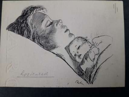 Karel Thole | Karel Thole - Illustrazione Originale - La MaternitÃ  - Firmata - Page volante | Catawiki