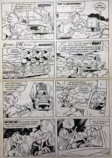 Evert Geradts - Formaat: 49 x 33 cm - Evert Geradts - Originele pagina - (p.6) - Donald Duck - ‘De Hittegolf‘ (H/8315) (1984)