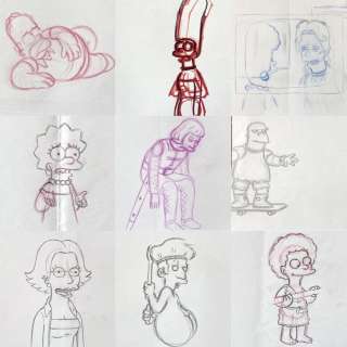 Matt Groening | The Simpsons - Lot of 18 various originals animation production drawings - EO | Catawiki