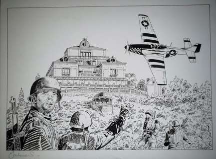 Jarbinet, Philippe | Jarbinet, Philippe - Illustration originale en encre de Chine - Airborne 44 | Catawiki