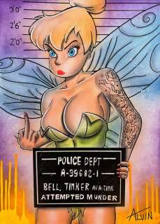 Alvin Silvrants | Sexy Tinkerbell F the Police - Original drawing in colour by Alvin Silvrants | Catawiki