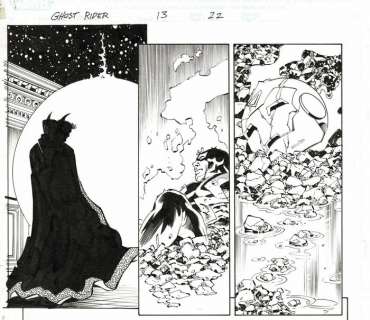 Javier Saltares Scott Hanna | Javier Saltares - Ghost Rider #13 World War Hulk - Page volante - Exemplaire unique - (2007) | Catawiki