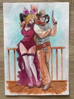 Cucca, Vincenzo | Cucca, Vincenzo - Dessin original couleur - Hommage Ã  Giraud | Catawiki