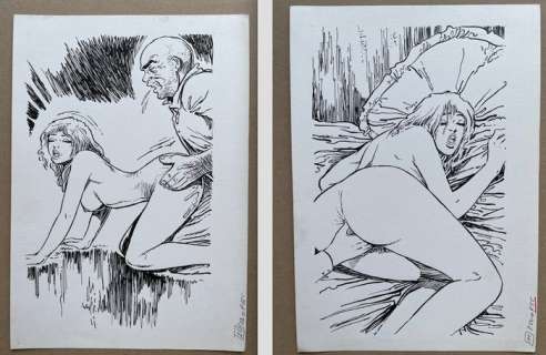 Géron, Jacques | Géron - 2x Dessin original - Page volante - Exemplaire unique | Catawiki