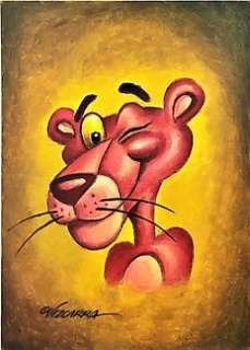 Joan Vizcarra | Pink Panther Portrait - Original Painting - Joan Vizcarra - Acrylic on Canvas - 46 x 0,3 x 33 cm | Catawiki