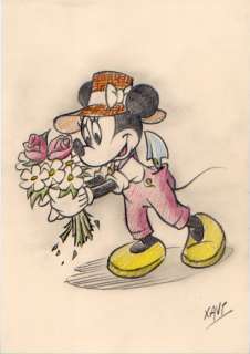 Xavi (Xavier Vives Mateu) | Minnie Mouse - Dibujo original - Minnie, my garden flowers - Size: 21 x 29,7 cm. - (2018) | Catawiki