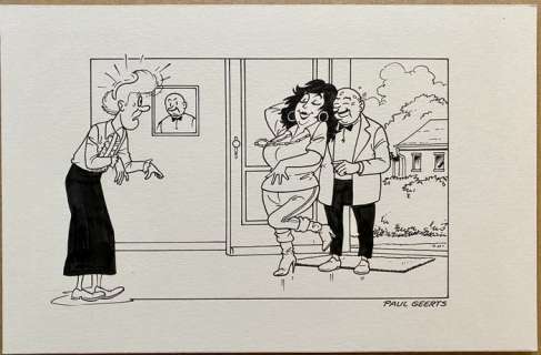 Paul Geerts | Suske en Wiske - Originele tekening - " De amoureuze amazone" - Page volante | Catawiki