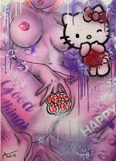 Alvin Silvrants | Hello Kitty Busty time - Original drawing in colour by Alvin Silvrants | Catawiki