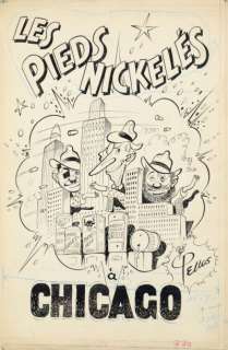 Pellos, René - Les Pieds Nickelés Encre de chine pour la couverture de l‘album