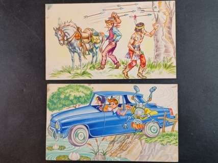 Autore Non Reperito | Pinocchio - 2x Illustrazioni Originali "Pinocchio Giramondo" - Page volante - Exemplaire unique | Catawiki