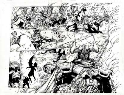 Brian Ching - Ascencion #22 P 13-14 Double Spread (Battle Between Good & Evil!) 1999