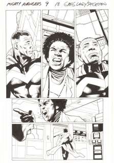Greg Land, Jay Leisten - mighty avengers #9 p. 18 - blue marvel and max brashear - 2014 signed