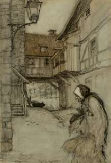 Arthur Rackham (British, 1867-1939)
 There was an Old Woman Who Lived in a Village, The Straw, The Coal, & The Bean, The F... | Heritage