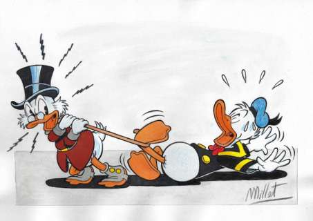 Millet | Scrooge McDuck & Donald Duck - Original Drawing - Millet - Size: 21 x 29,5 cm | Catawiki