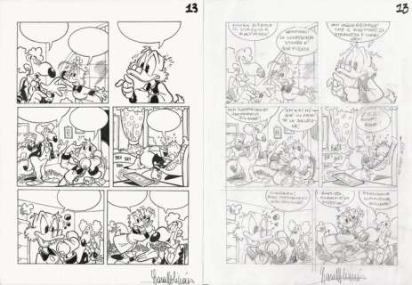 Lara Molinari | I Classici di Walt Disney seconda serie #523 - Lara Molinari - tavola originale + preparatorio "Paperinik l’inafferrabile Vendicatore" - Page volante - Exemplaire unique - (2021) | Catawiki