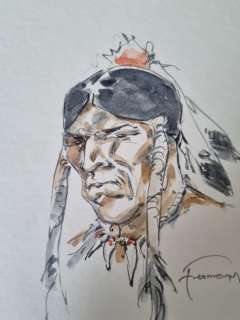 Hermann | Hermann - Originele aquarel - Maanvlek - Comanche | Catawiki