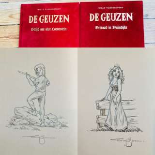 Eugeen Goossens | De Geuzen 7 & 8 - Strijd om slot Loevestein / Verraad in Duindijke - 2x Met originele tekening - luxe fluwelen uitgave - Cartonné - EO - (2012/2013) | Catawiki
