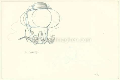 Fabrice Lebeault - Illustration originale, "Le Chapelier" ( recto et verso ) - Horologiom